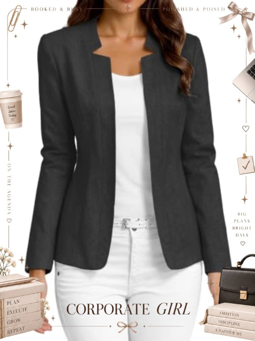 Women's Fitted Lightweight Blazer Long Sleeve Business Casual Work Jacket